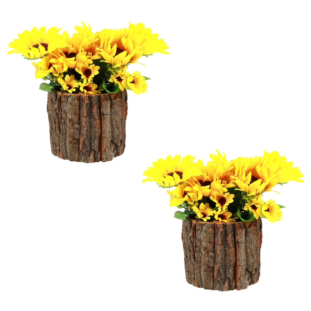 2pcs Artificial Sunflower Ornaments Sunflower Decoration With Flower Bucket