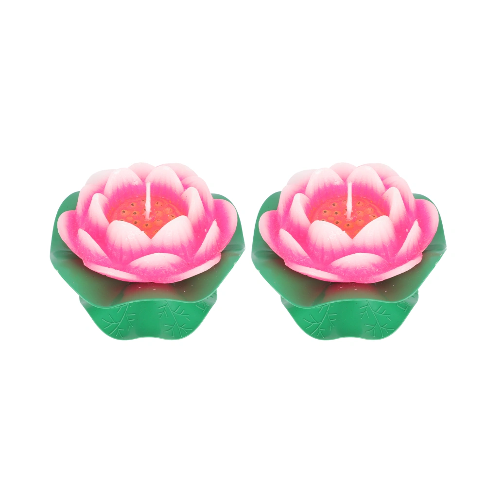 2pcs Pretty Lotus Light Lotus-shaped Wishing Candle Lamp Holiday Lighting Decor