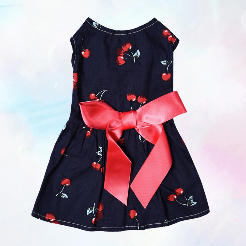 Summer Pet Dog Dress Dog Costume Pet Clothes Elegant Bowknot Sleeveless Puppy Skirt (M, Cherry)