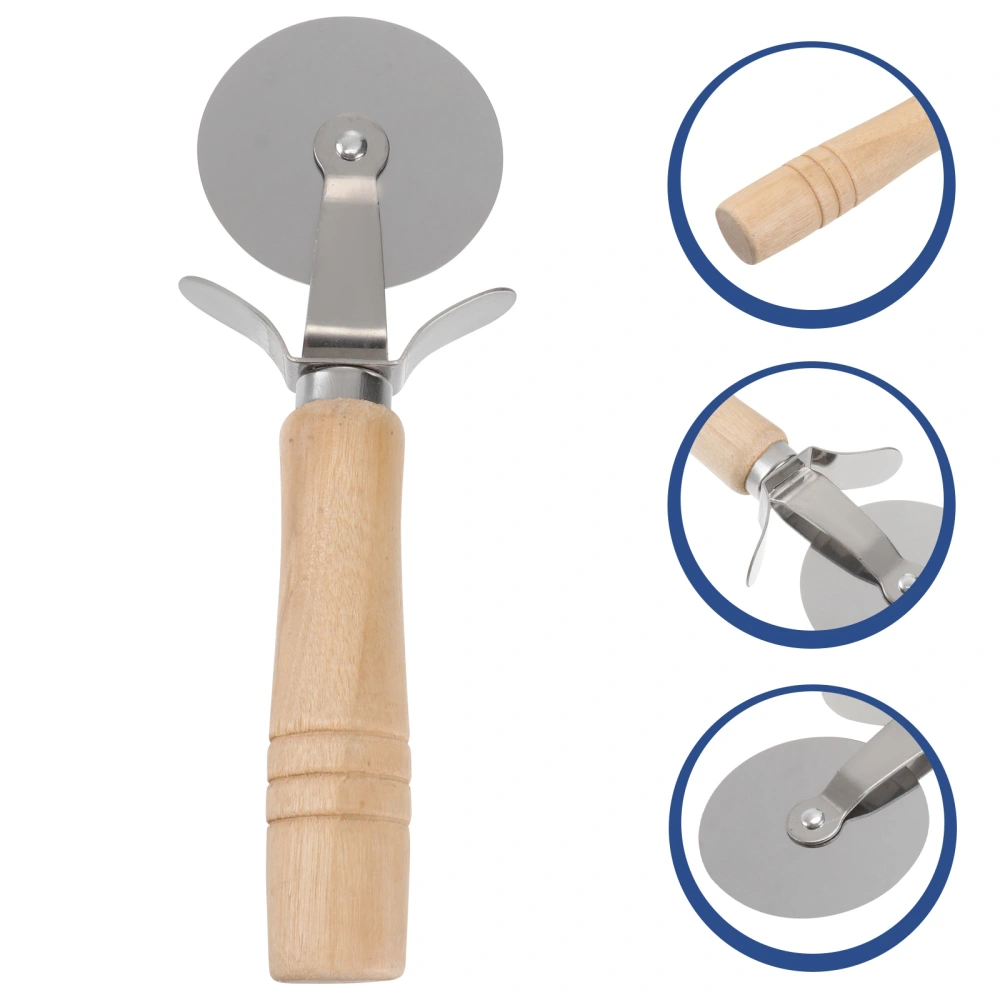 Pizza Wheel Cutter with Wooden Handle Pizza Pastry Dough Wheels Cutter Kitchen Baking Tools