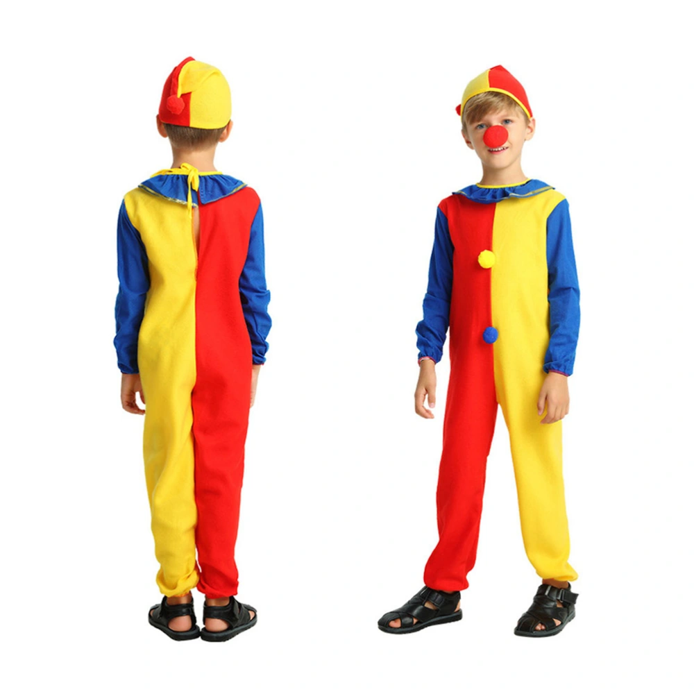 Kids Funny Clown Costume Suit Long Sleeve Costumes for Cosplay Halloween Masquerade Performance (S)