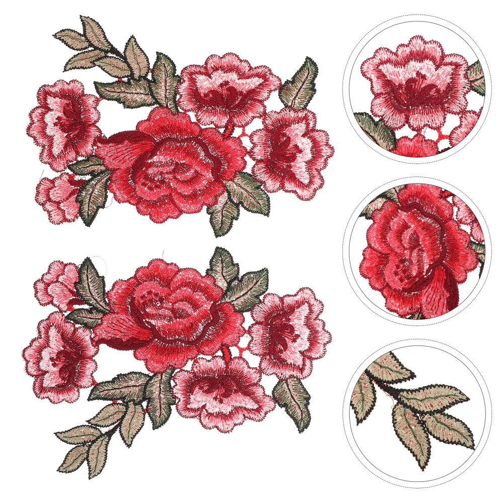 2Pcs Rose Flower Patches Flower Repair Patches Sewing Clothing Appliques