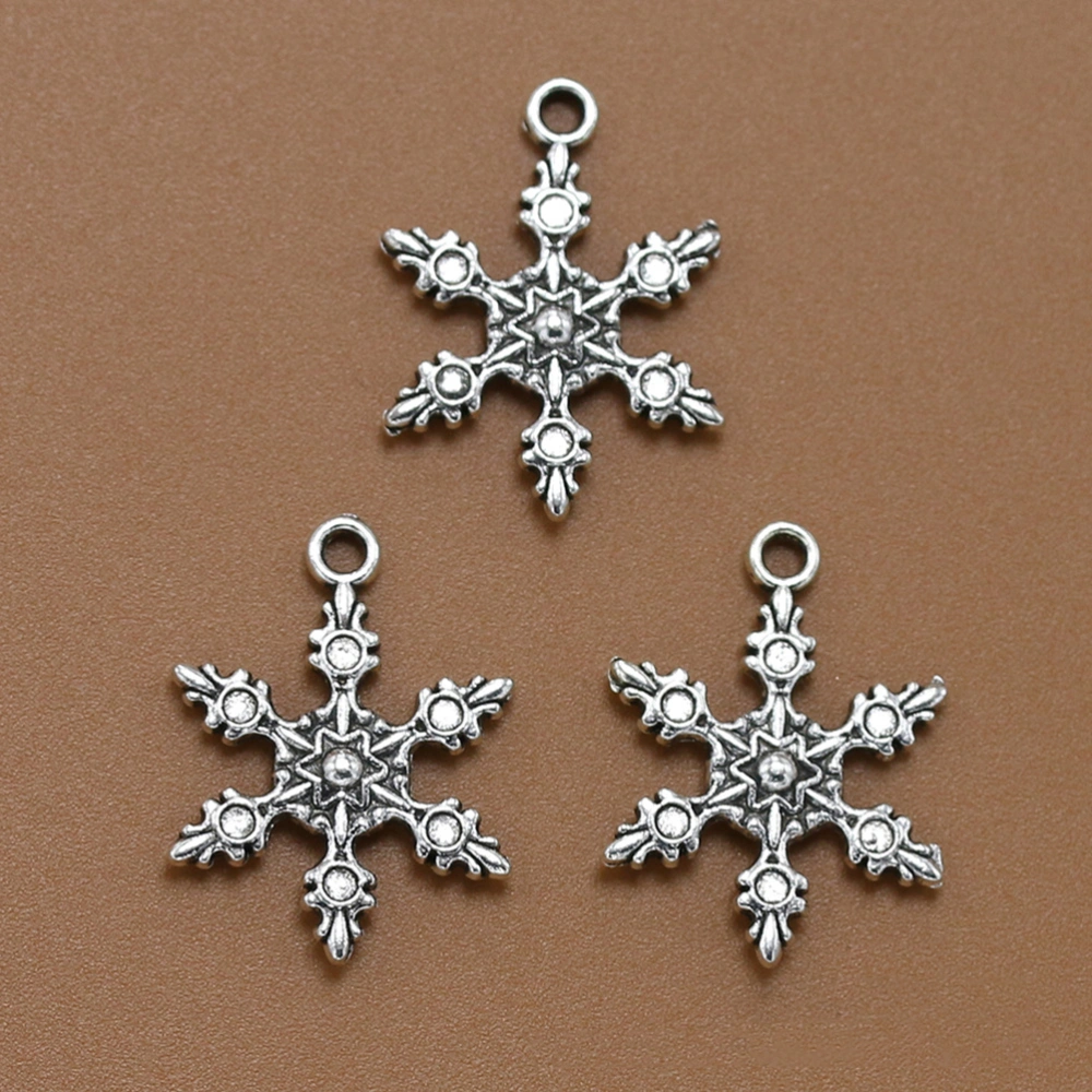 30pcs Snowflake Shape DIY Pendants Christmas Themed Charm Pendants for Jewelry Making