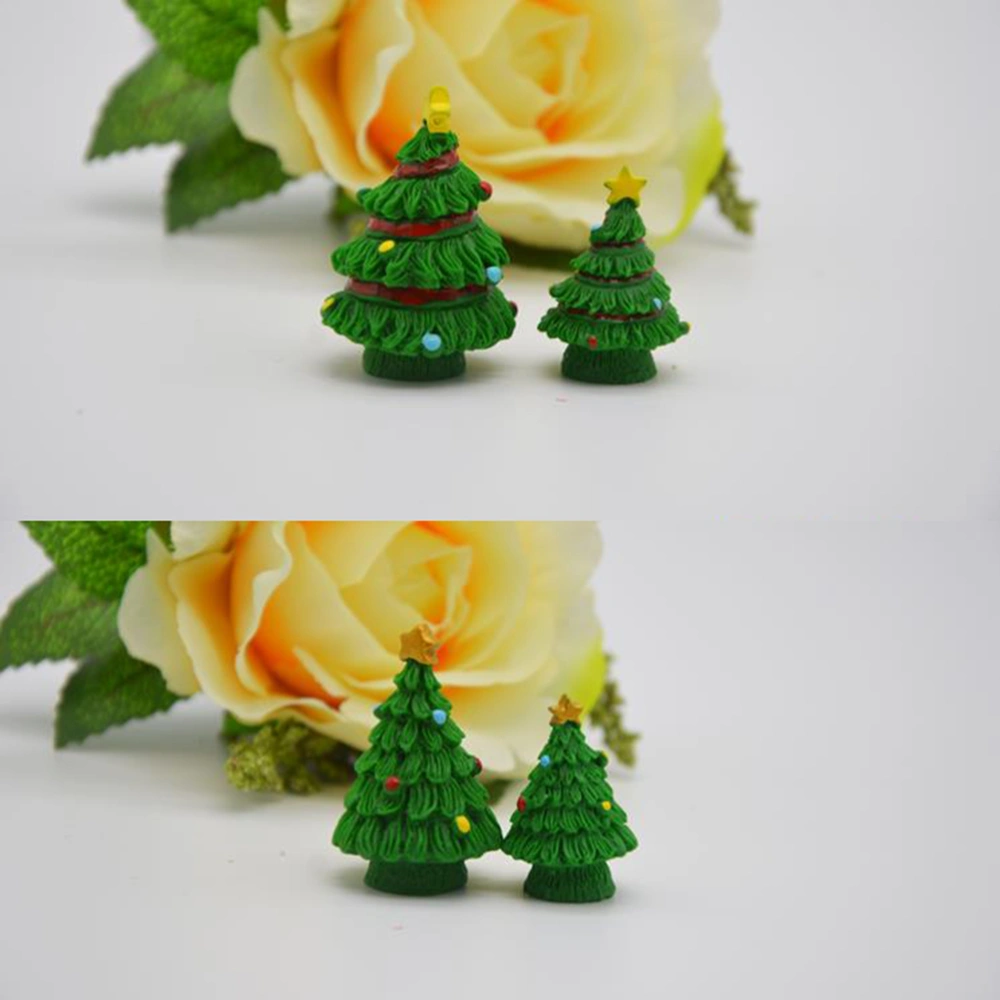 8pcs Micro Landscape Decoration Desktop Resin Christmas Tree Mini Christmas Home Ornaments Accessories(4pcs Small Dark Color and 4pcs Small Light Color)