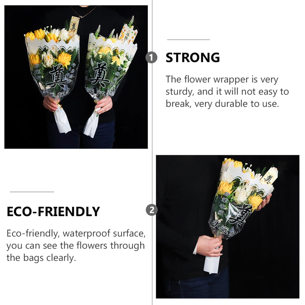 50pcs Sacrificial Flowers Packaging Bag Flower Wrapping Bag Clear Plastic Paper