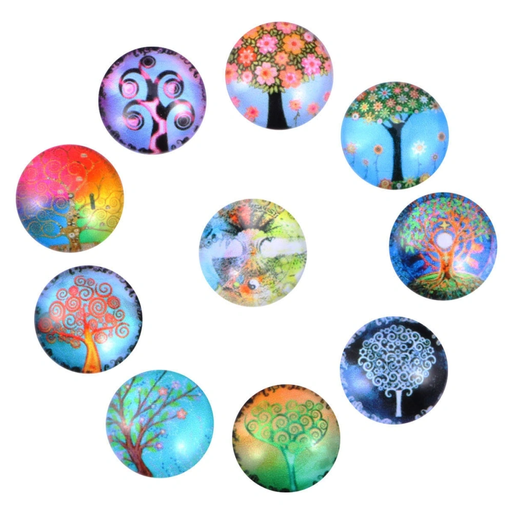 10pcs 12mm Color Life Tree Glass Cabochons Snap Button Jewelry Charms DIY Ginger Bracelets Accessories