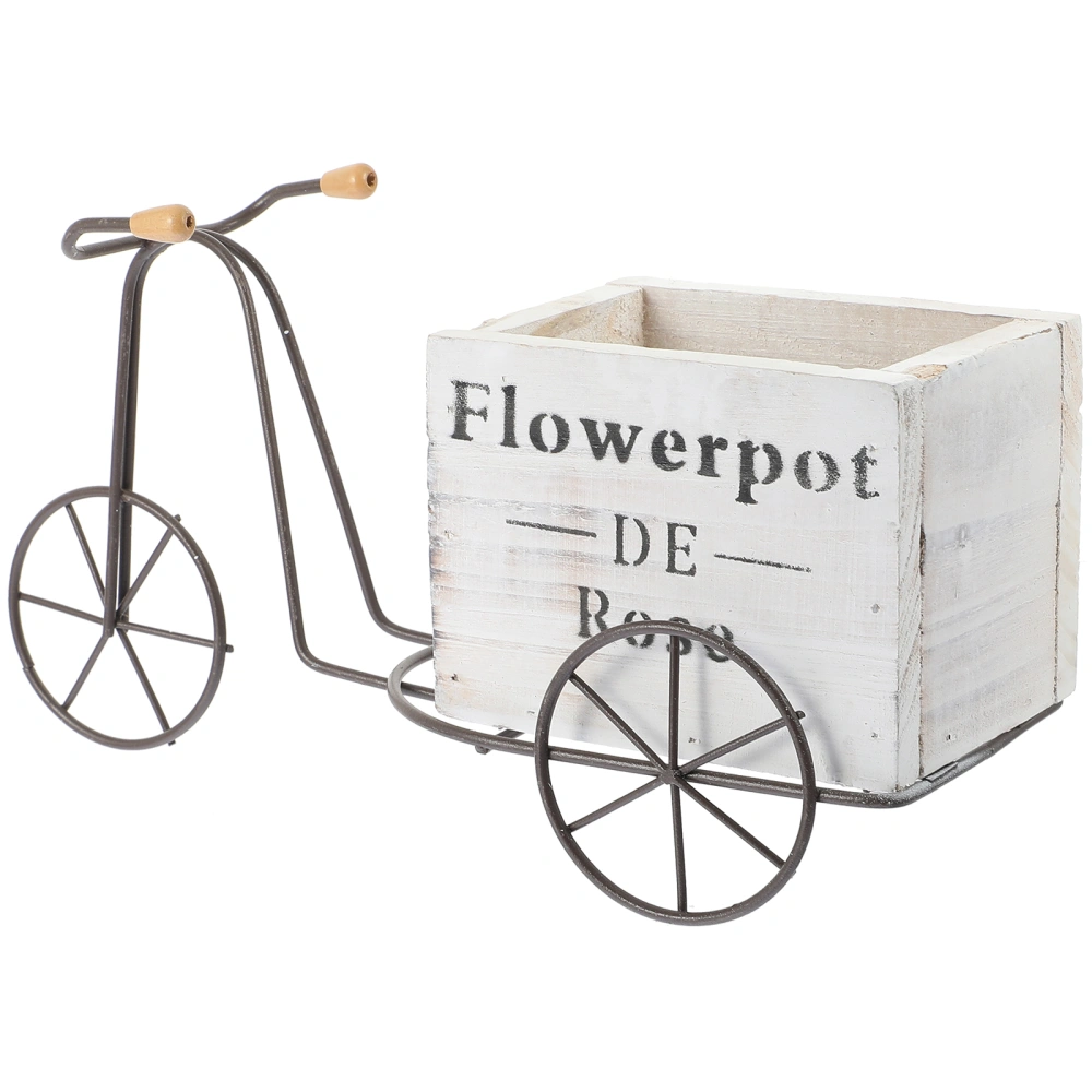 Exquisite Wooden Flower Box Ornament Durable Metal Bicycles Design Ornament