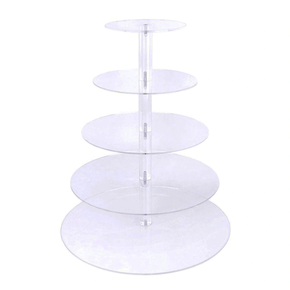 5 Layers Round Acrylic Cake Cupcake Display Stand Tray for Birthday / Anniversary / Wedding (Transparent)