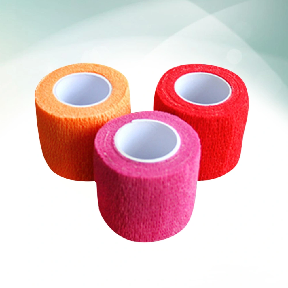 3 Rolls of Disposable Self-adhesive Bandages First Aid Wound Care Elastic Bandages Tatto Accessories (Random Color)