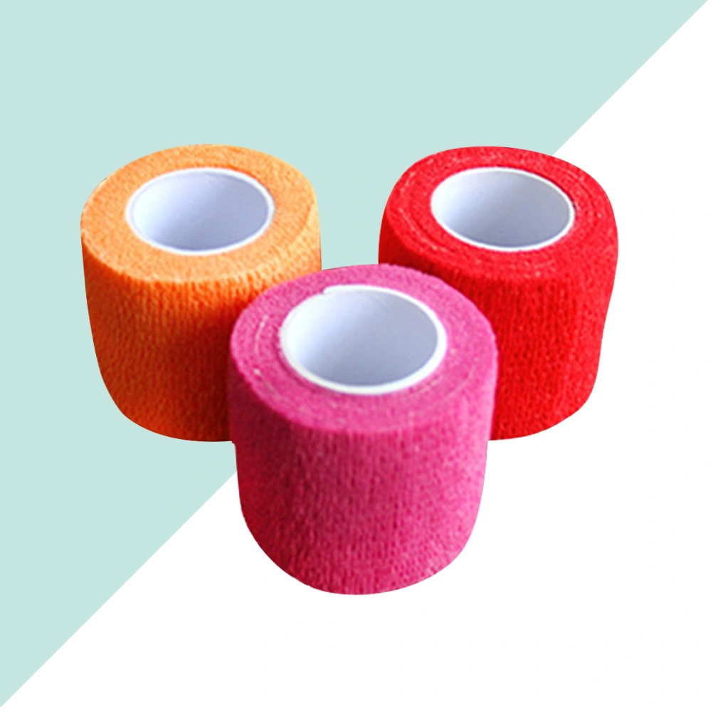 3 Rolls of Disposable Self-adhesive Bandages First Aid Wound Care Elastic Bandages Tatto Accessories (Random Color)