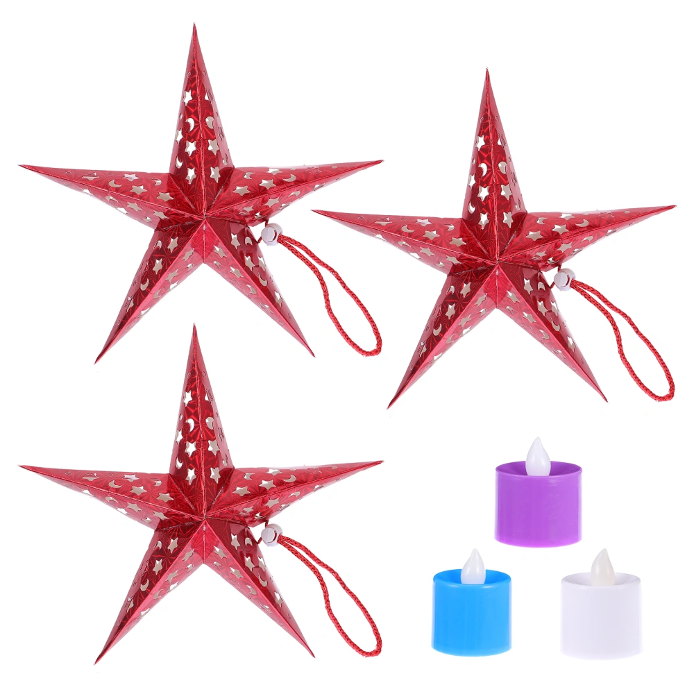 6pcs Pentagram Ceiling Pendants Ceiling Paper Lampshades Hanging Candle Lamps