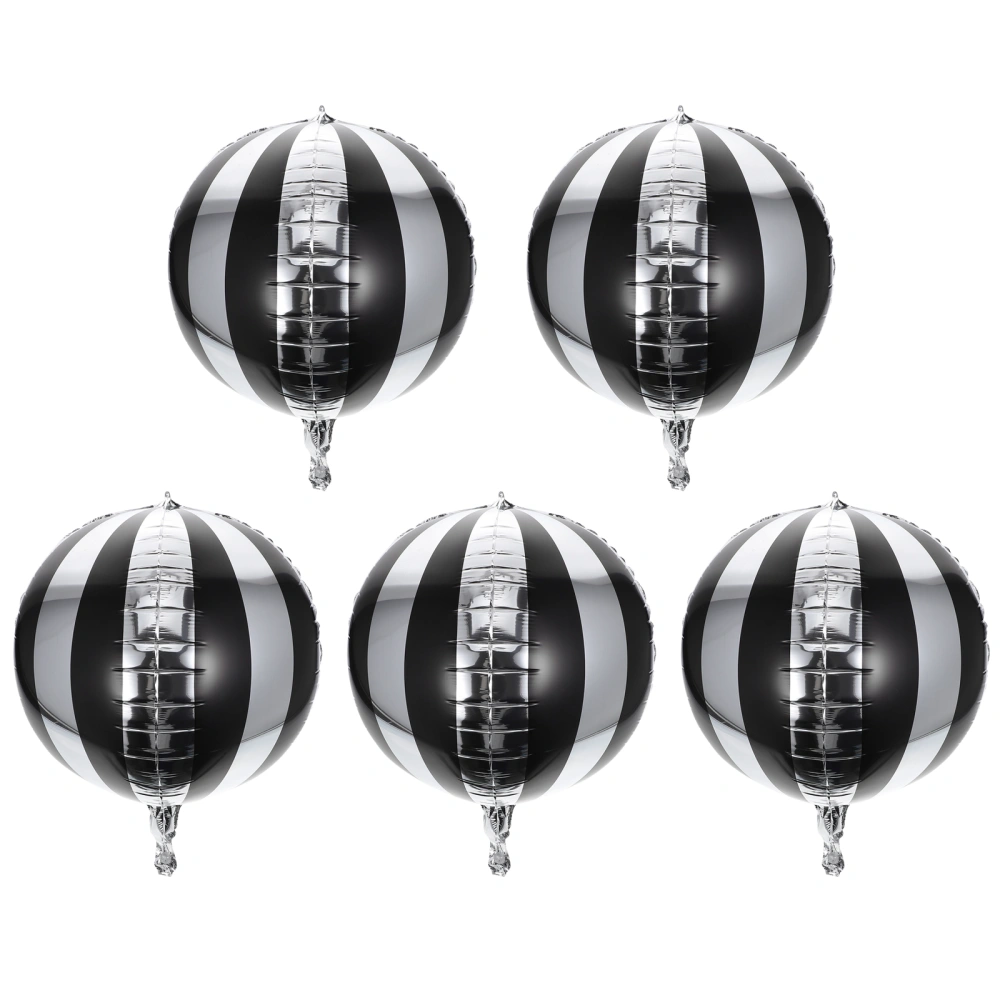 5pcs Round Striped Balloon Aluminum Film Balloon Birthday Helium Balloons