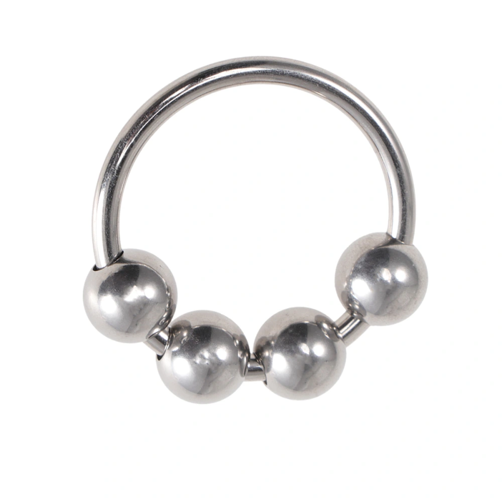 30mm Inner Diameter Adults Fours Beads Decor Stainless Steel Penis Rings Fixing Size Locking Sperms Rings Prolonging Climax Sex Toys for Men Males (Silver)