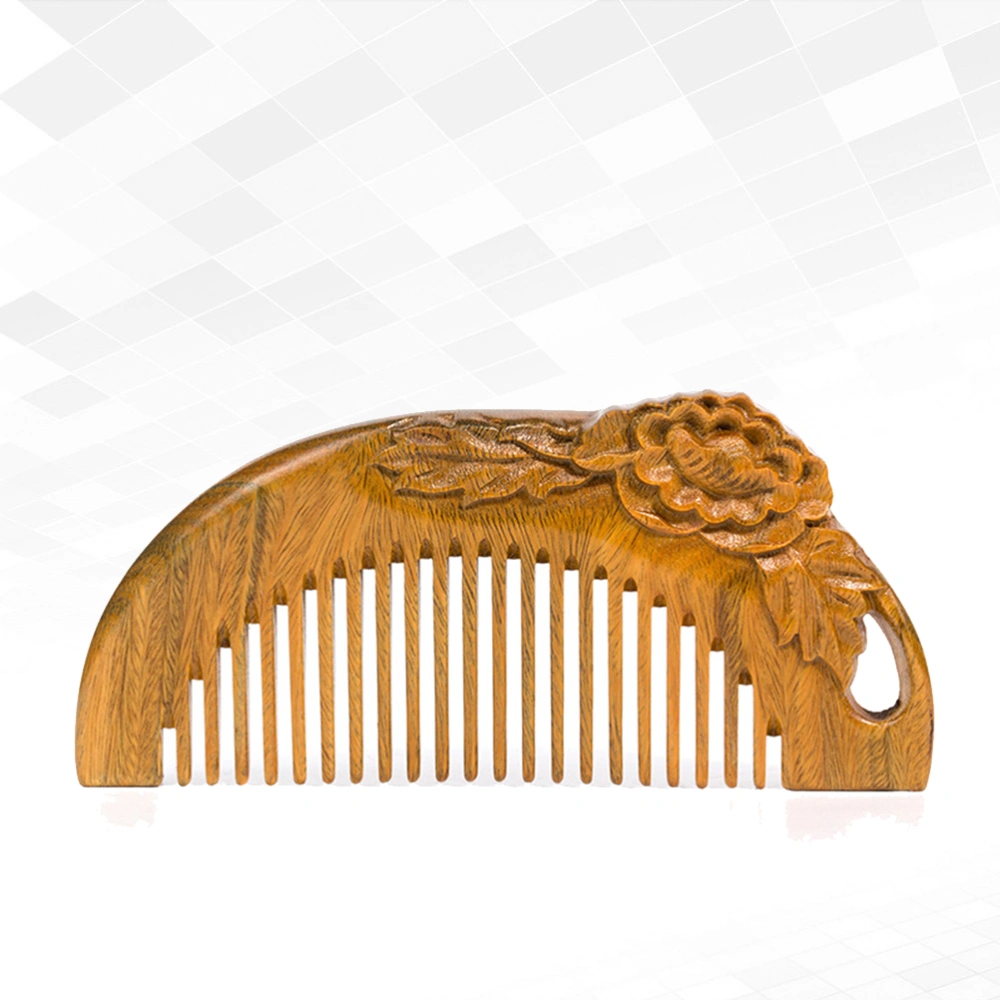 1PC Sandalwood Comb Carved Peony Comb Delicate Hair Comb Pocket Bang Comb Head Massager for Women Girls