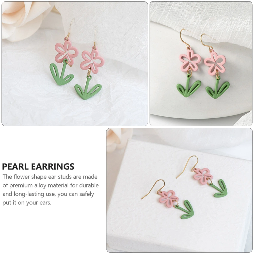 3 Pairs Flower Shaped Ear Studs Alloy Earrings Compact Ear Studs Ear Jewelry