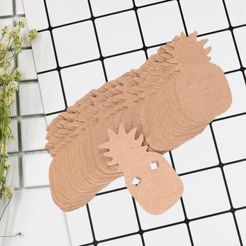 100PCS Pineapple Shape Blank Kraft Paper Earring Ear Stud Display Cards Holders Earring Tags for Fashion Jewelry