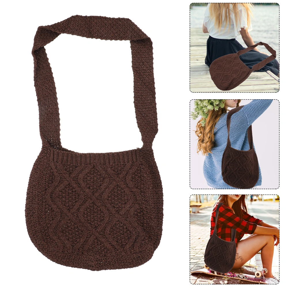 Woven Crochet Bag Fashionable Shoulder Bag Cross Body Bag Travel All-match Handbag