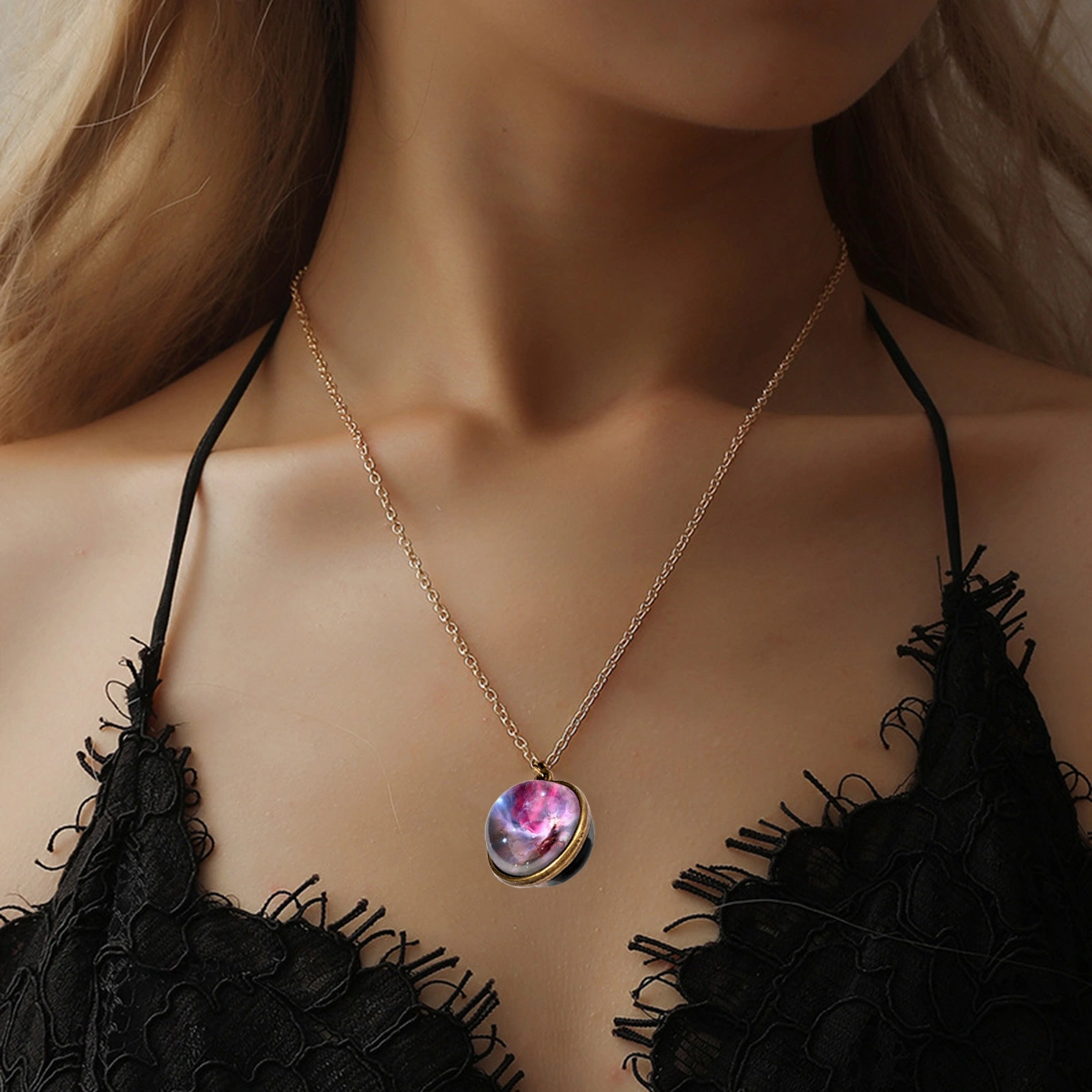 Universe Starry Sky Necklace Retro Decorative Funny Beautiful Necklace Pendant for Woman Man (Number 3 Pattern)
