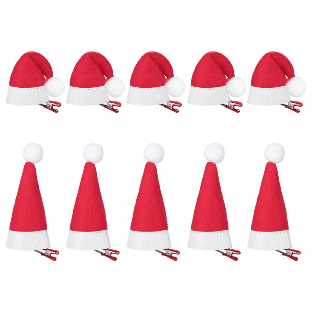 Lurrose 10 Pcs Christmas Hair Clips Santa Hat Hair Grips Barrettes Hairpins with Alligator Clip Red Party Hair Accessories for Kids Teens Toddlers