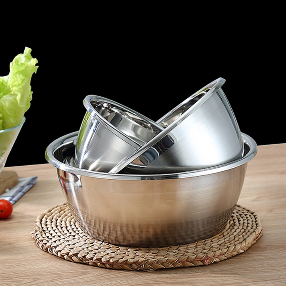 3pcs Stainless Steel Bowls Mixing Bowl Kitchen Vegetable Food Storage Container