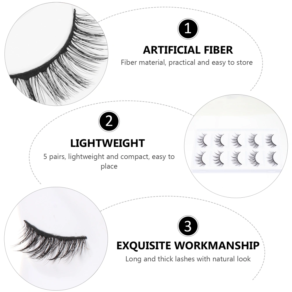 5 Pairs Mink Hair False Eyelashes Natural Cross Eyelashes Cosmetic Tools
