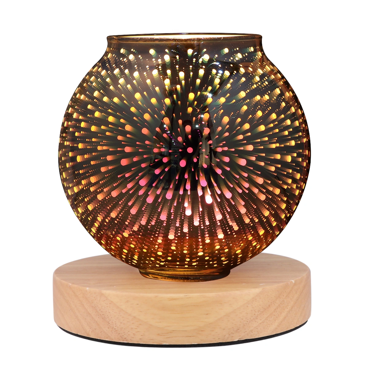 1pc 3D Glass Aroma Lamp Wax Burner Candle Melter Night Light Home Bedroom Living Room Decor with US Plug