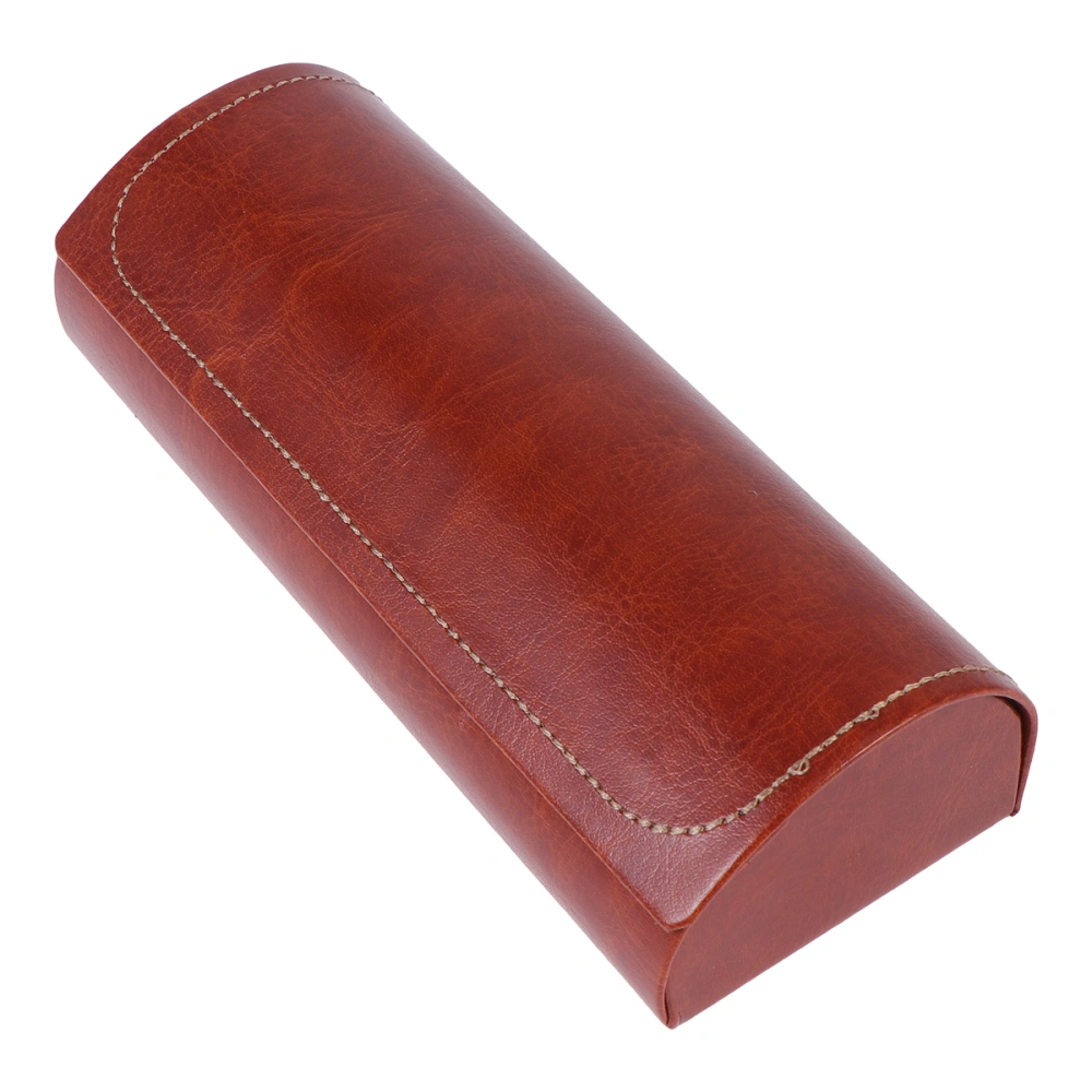 Portable Sunglasses Storage Box Sunglasses Case Simple Leather Sunglasses Storage Case (Brown)