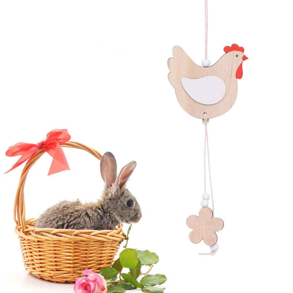 Easter Wooden Hanging Decorations Easter Chick Flower Shape Pendant for Home Party Supplies (Type E)