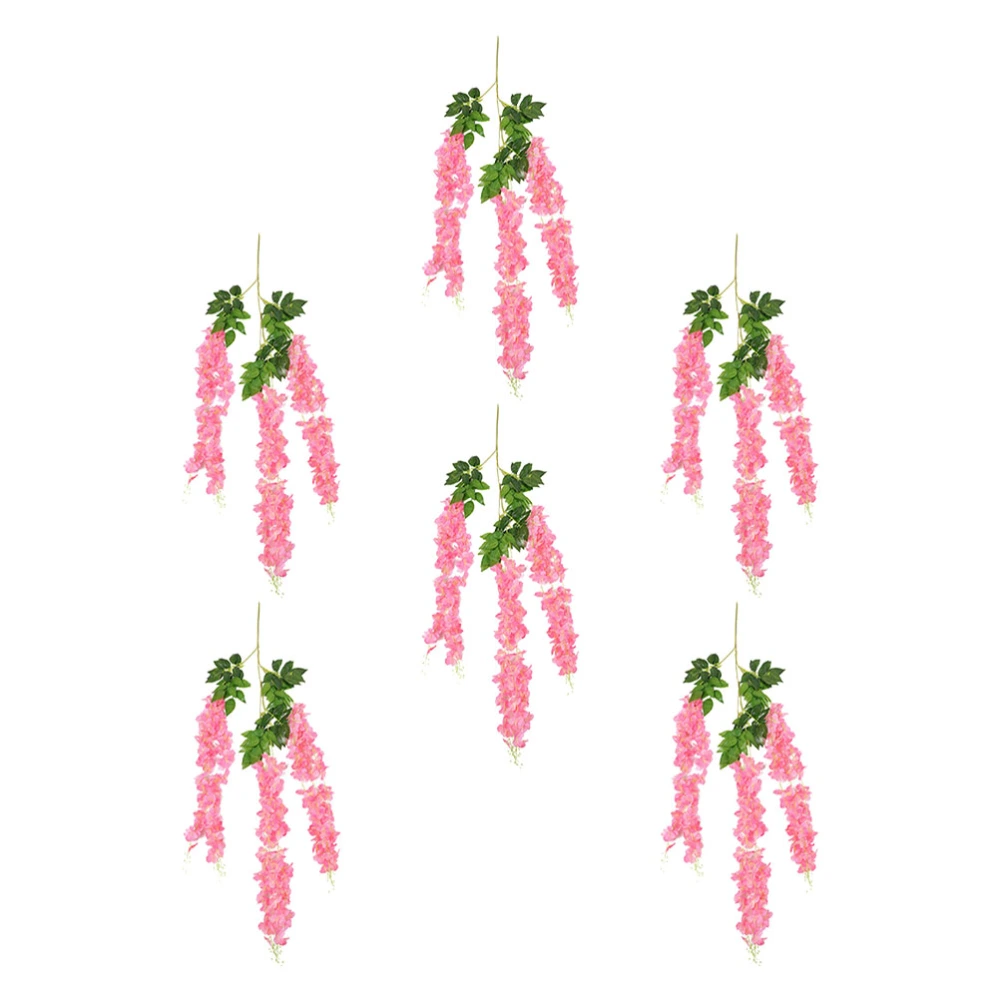 6pcs Lifelike Artificial Flower Hanging Vine Simulated Flower Rattan for Wedding