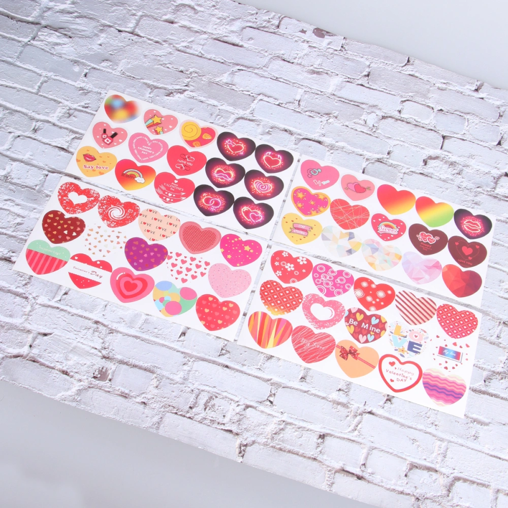 16 Sheet Valentine Day Stickers Creative Label Self-adhesive Sealing Stickers Decals Gift Decor for Festival