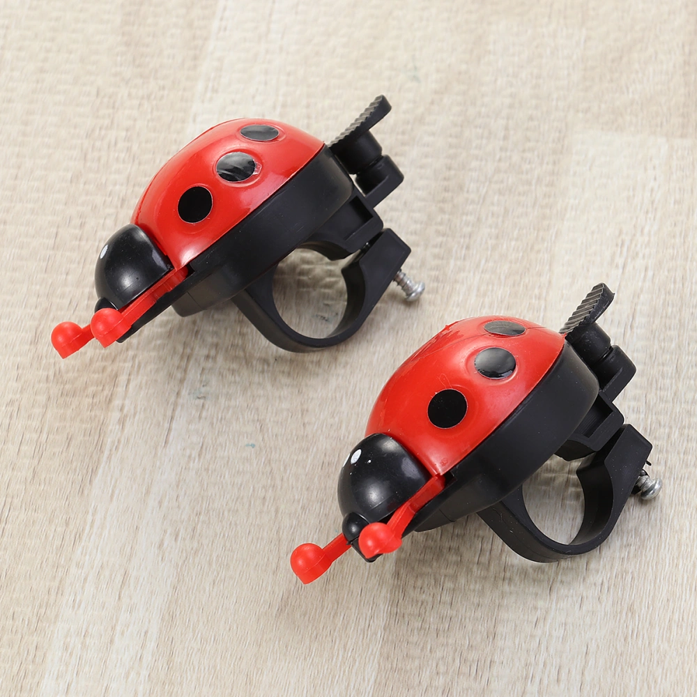 2pcs Bike Ladybug Bells Cycling Handlebar Ring Sound Horn Bell Alarm Lovely Horn Beetle Cylcling Bell(Red)