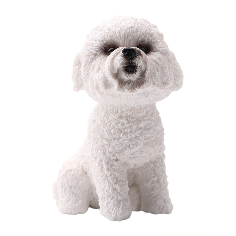 1pc Mini Poodle Figure Realistic Solid Adorable Pet Dog Model Toy Craft Desktop Decoration (White)