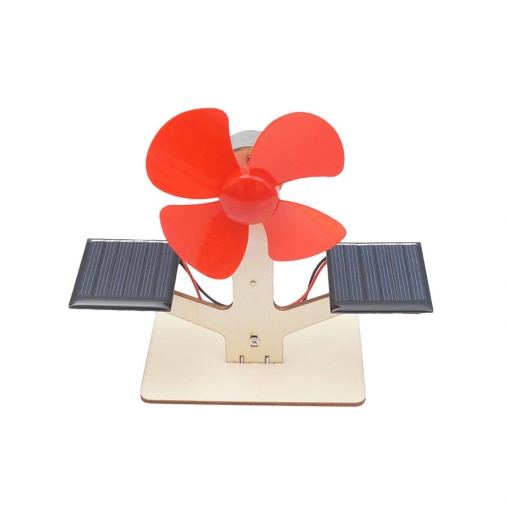 1 Set of DIY Solar Power Fan Model Wooden Assembly Educational Toy for Kids