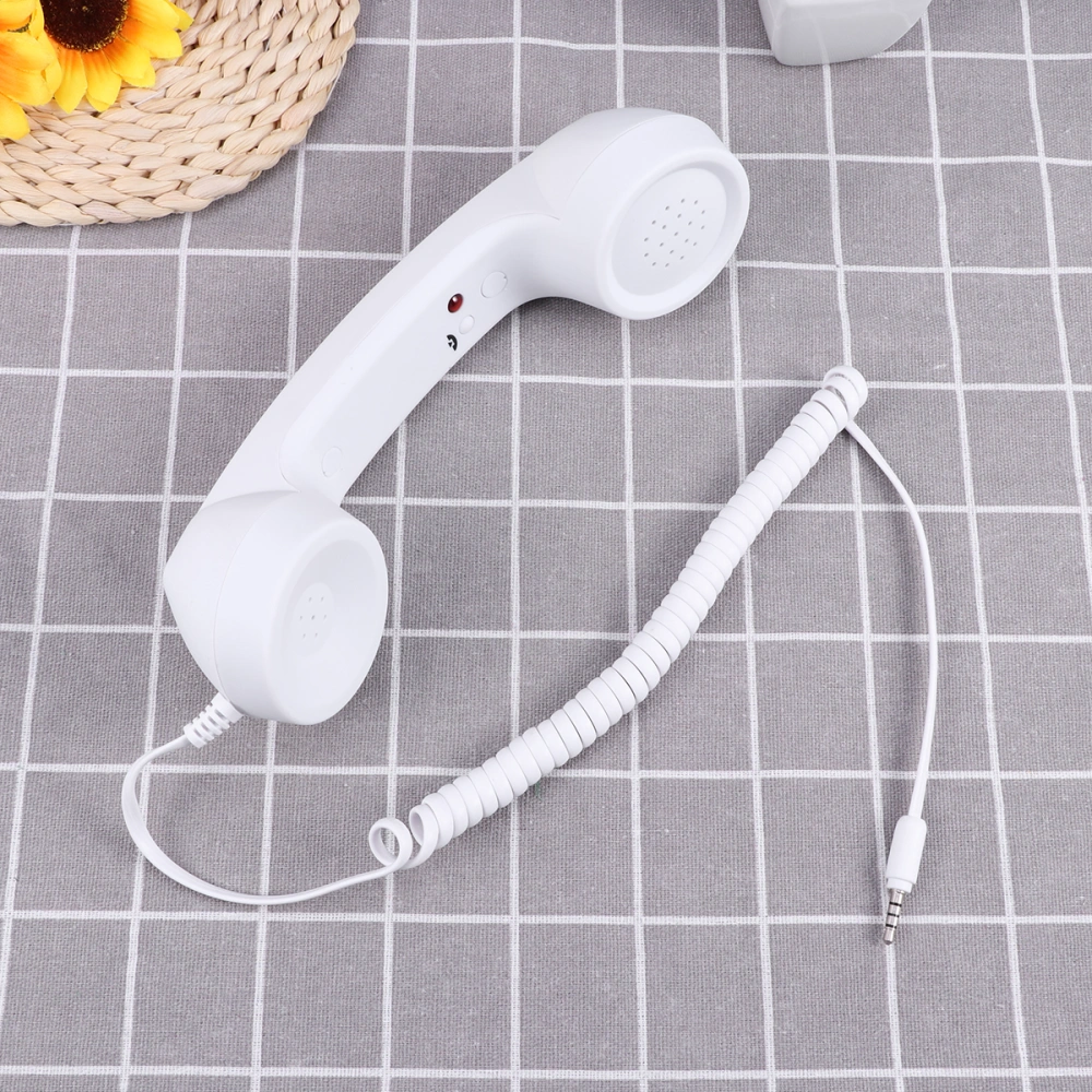 3.5mm Universal Retro Telephone Handset Radiation-proof Adjustable Tone Cell Phone Receiver for Phone(White)
