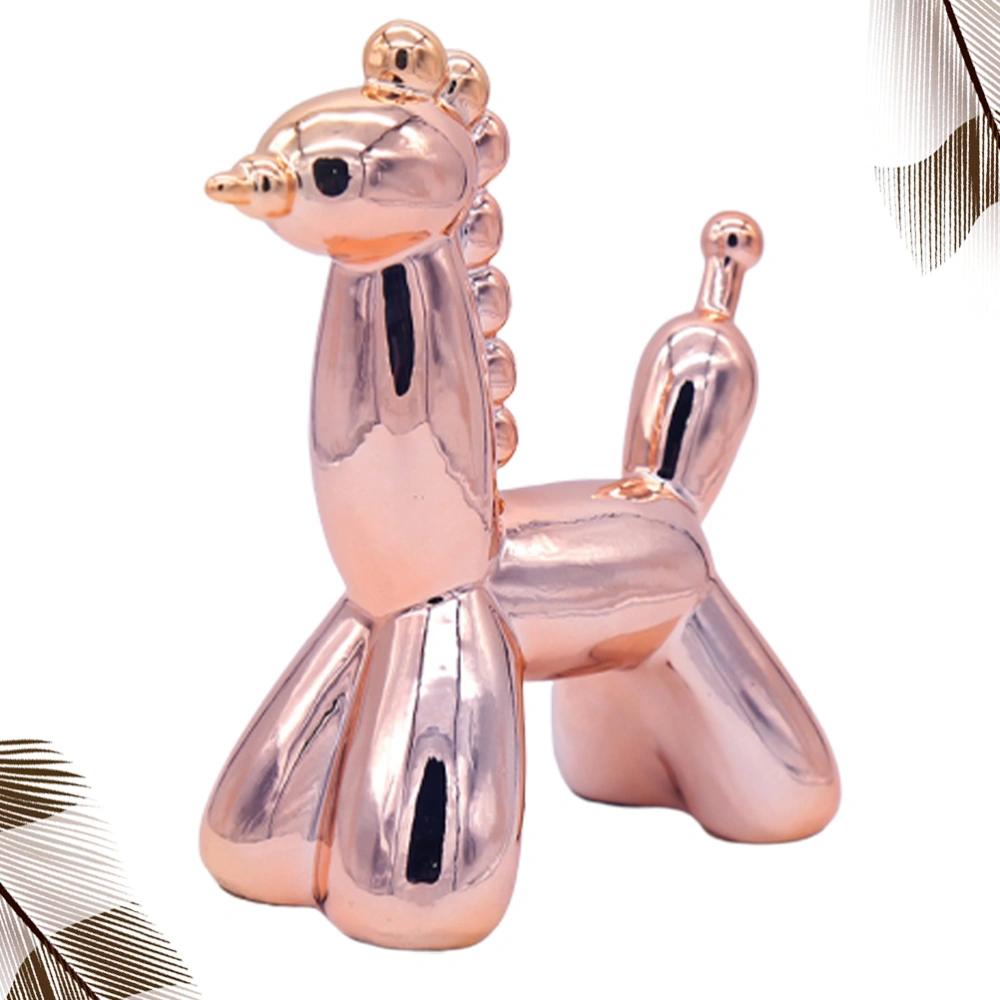 1PC Electroplating Ceramic Ornament Exquisite Creative Adornment Simplicity Desktop Decoration (Balloon Horse, Rose Gold)