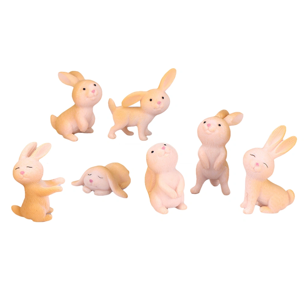 7pcs Gardening Ornaments Micro Landscape Cartoon Rabbits Sculpture Adornment Craft (Random Pattern)