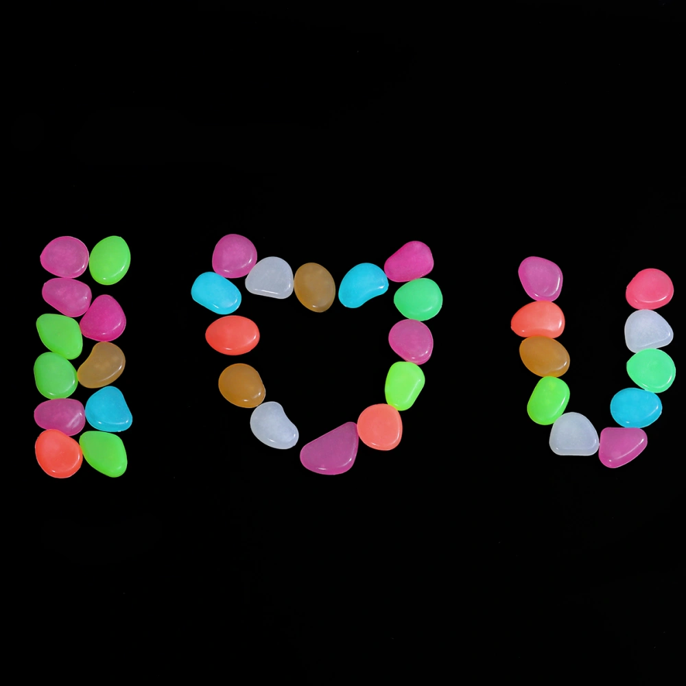 UEETEK 100pcs Luminous Cobblestones Pebbles Stones Glow in the Dark for Aquarium Fish Tank Gravel Decorations For Garden Yard
