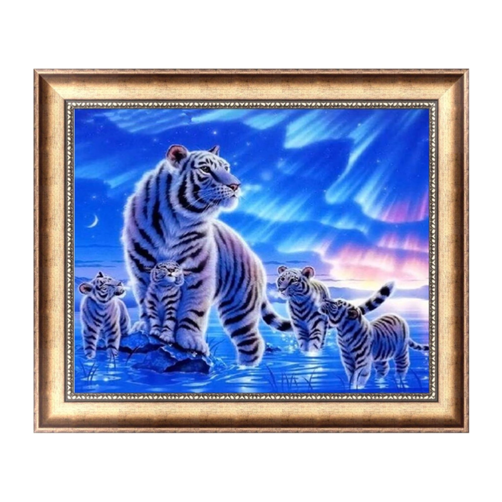 5D DIY Diamond Embroidery Painting of White Tigers Handmade Wall Decoration Cross Stitch Printing Craft Kits without Frame