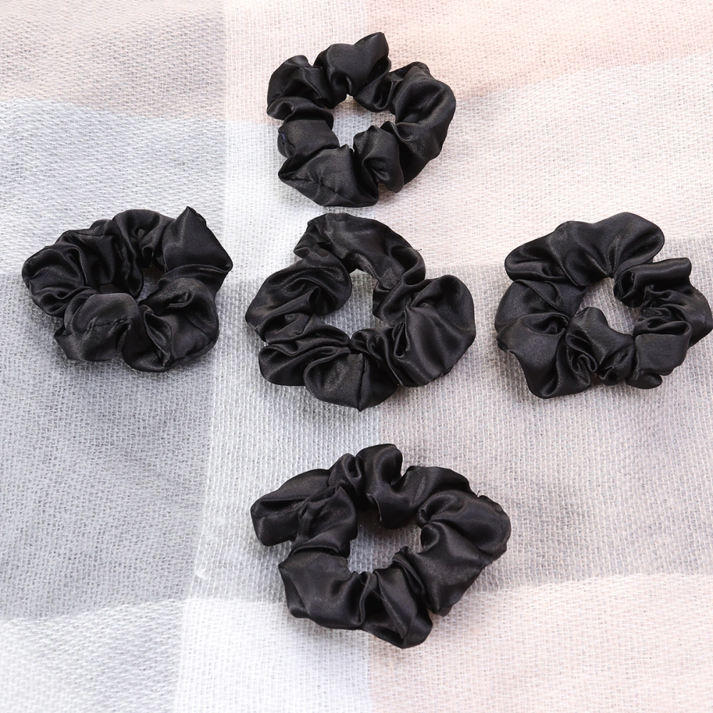 5 Pcs Solid Color Stretch Hair Ties Cloth Art Hair Rope Ponytail Holders Hair Accessories for Women Girls (69# Black)