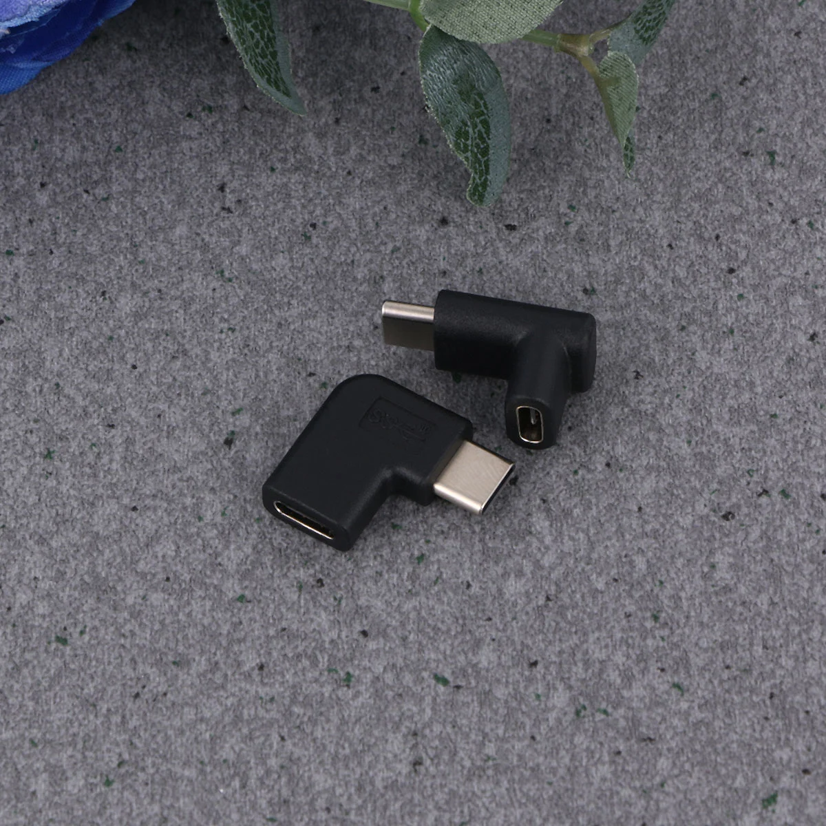 2PCS Right Angled Type-C Male to Female USB Adapter Converter Mobile Charging Transmission Line Connector Extender (A and B Type)
