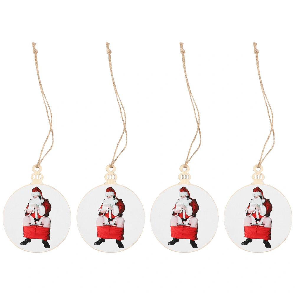 4PCS Christmas Pendant Decorations Santa Claus Pattern Christmas Tree Ornaments