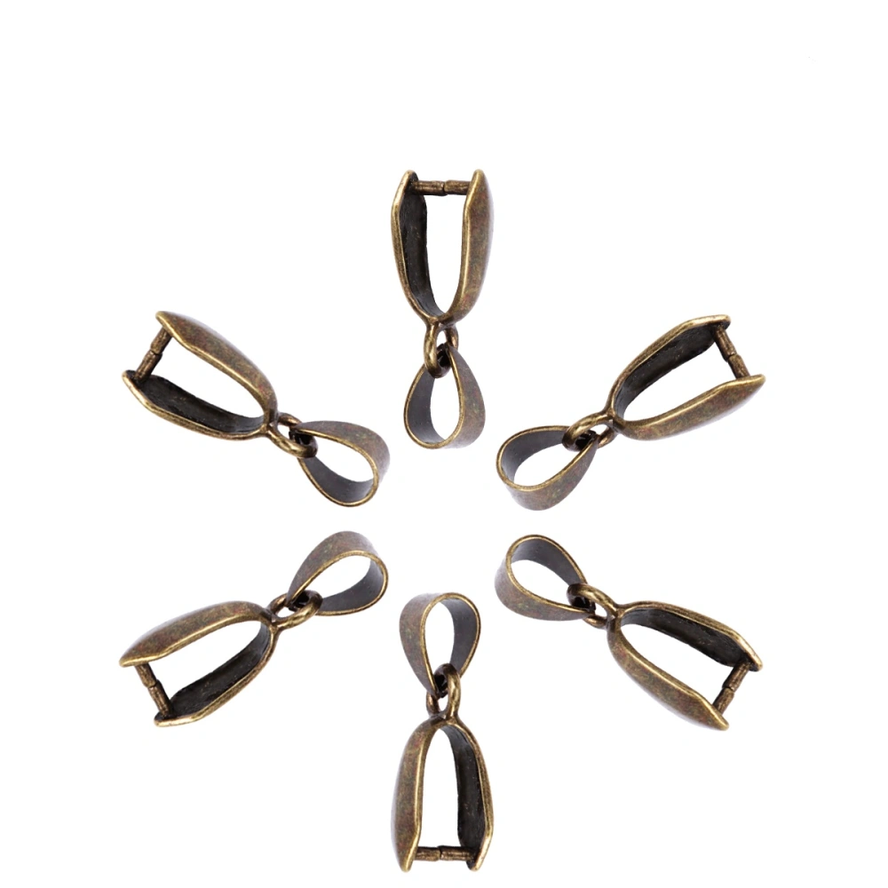 100 Pcs Metal Pinch Clip Bail Bead Pendant Connector Jewelry DIY Accessory 14mm (Bronze)
