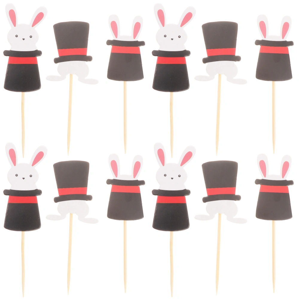 24pcs/set Easter Hat Rabbit Cake Picks Cake Toppers Cake Decorating for Easter Birthday Party Favors