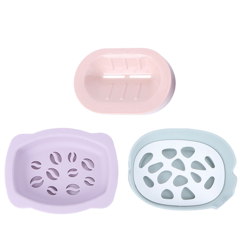 3Pcs Double Layers Soap Box Hollowed Soap Container Bathroom Soap Drainer