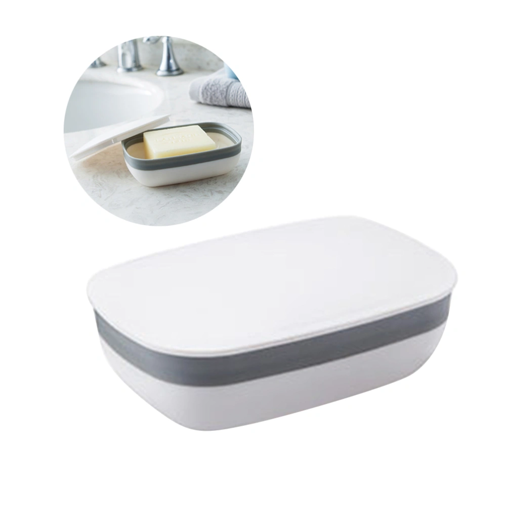 Portable Soap Dish Waterproof Seal Soap Box Lightweight Soap Case Container with Lid for Bathroom Shower Home Outdoor Travel(White)