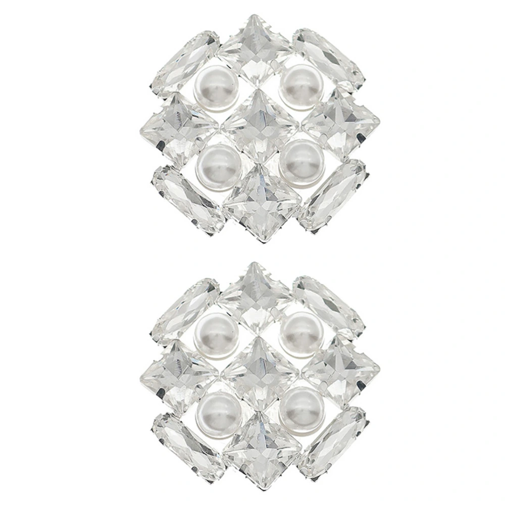 1 Pair Hollow-Out Rhinestone Lady Shoe Clips High Heel Bride Square Shoe Buckles