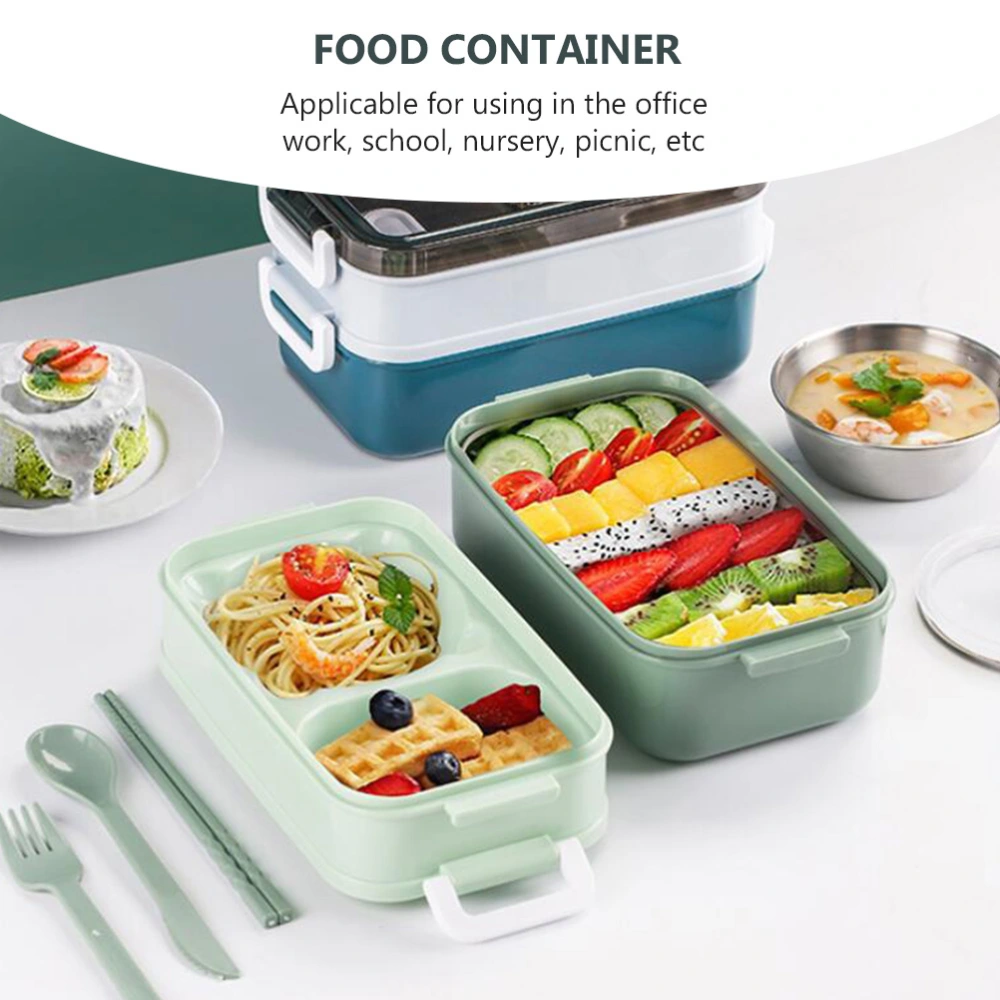 Portable Multi-layer Bento Box Microwavable Divided Lunch Box (Light Green)