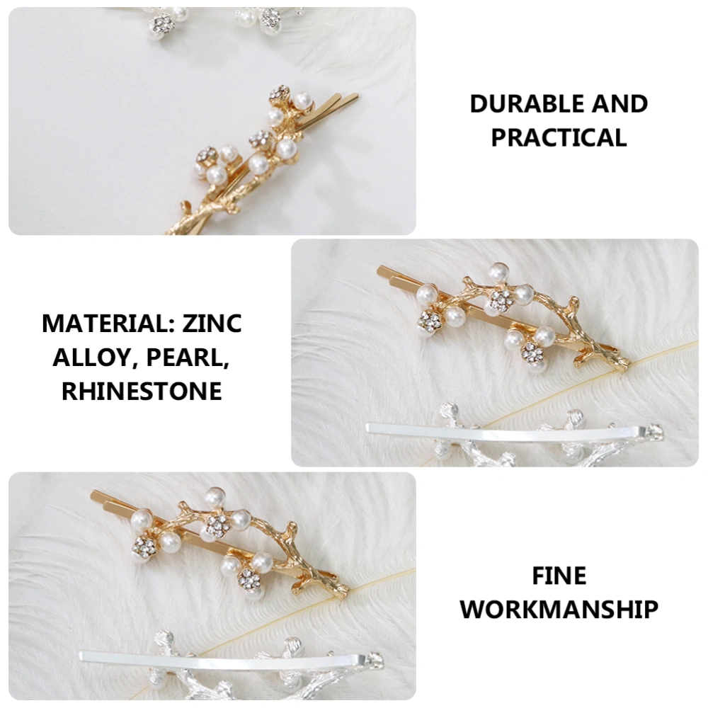 3pcs Delicate Rhinestone Hair Barrettes Branch Hair Clip Clamps Hair Decors