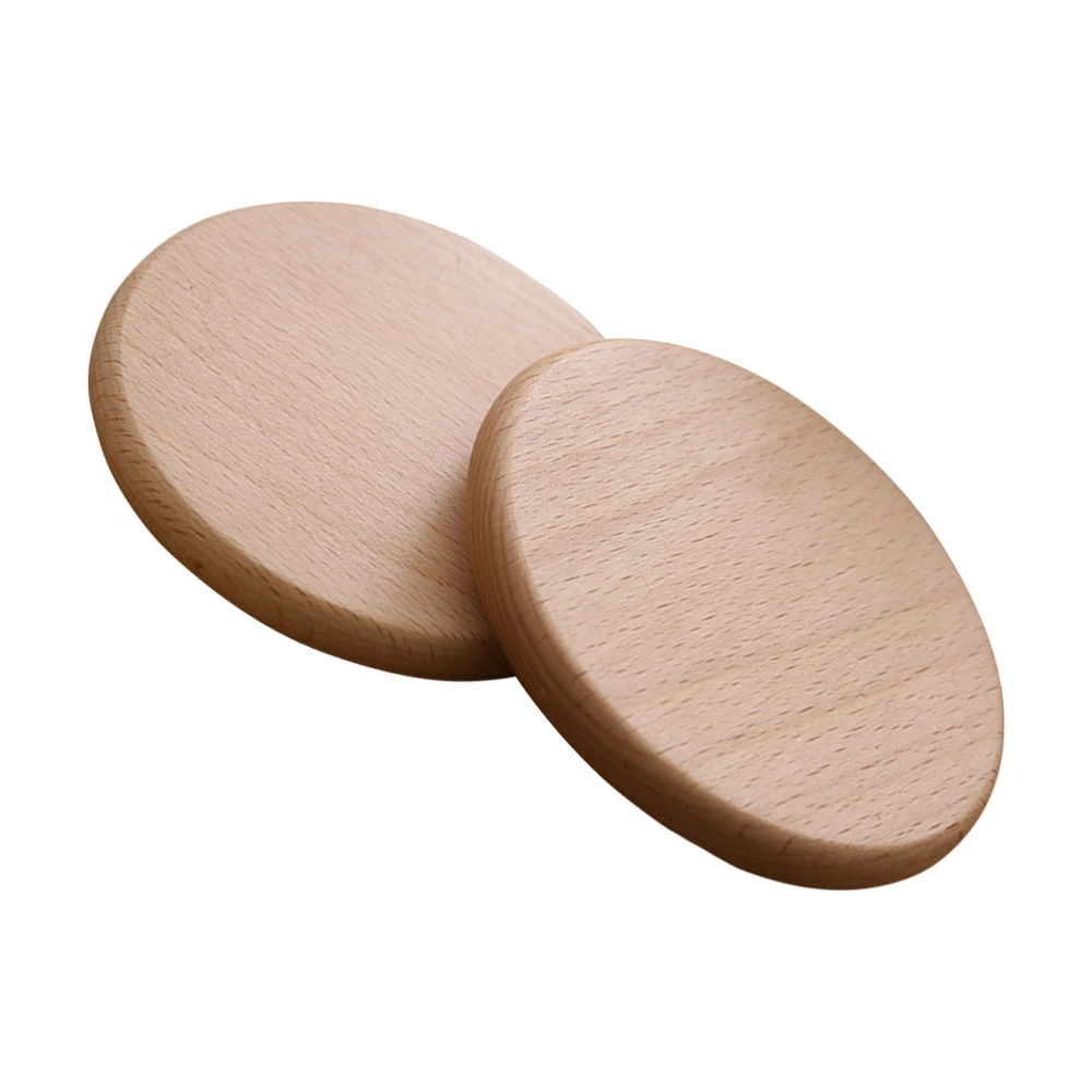 2pcs Wood Water Cup Mats Heat Insulated Coasters Home Cup Cushions (Wood)
