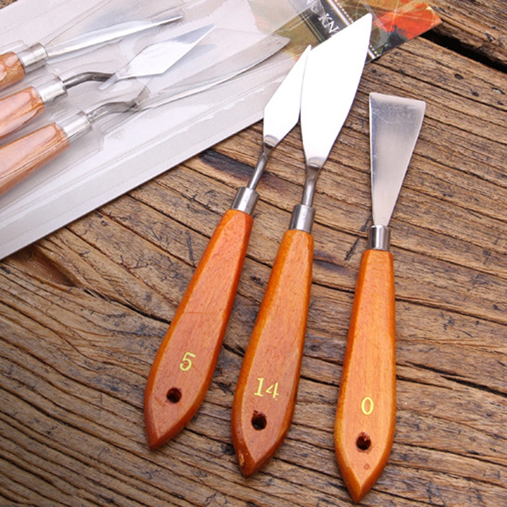 1 Set of 3pcs Spatula Stainless Steel Canvas Oil Painting  Color Mixing Scraper